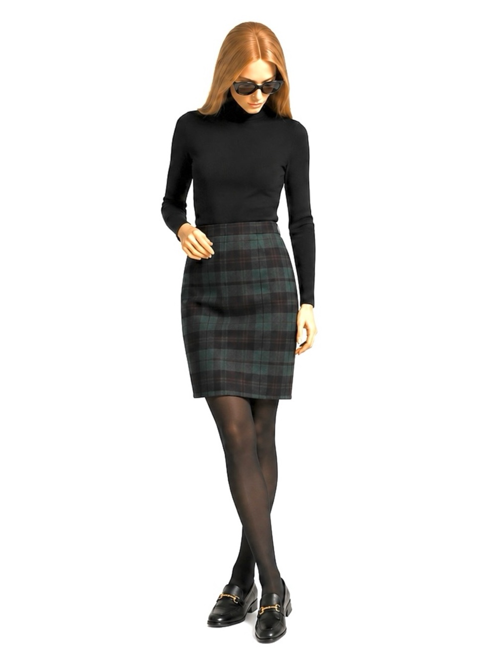 J.Crew Tartan Plaid Pencil Skirt Size 6 Green Navy Preppy Classic Dark Academia - Picture 3 of 9